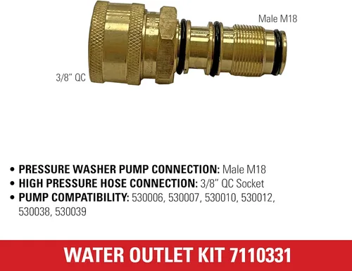 Vista 4 de Simpson Cleaning 7110331 - Kit de salida de agua de repuesto para bombas de hidrolavadora AAA, color dorado