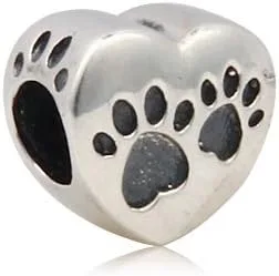 Vista 3 de ABUN Dijes de huella de pata de perro de plata de ley 925 para pulseras de dijes, regalos para madres
