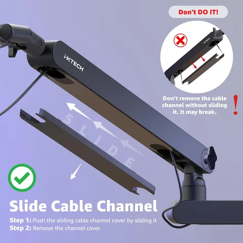 Vista 7 de IXTECH Brazo de Micrófono para Escritorio, Brazo de Micrófono Giratorio de 360° de Bajo Perfil, Brazo de Micrófono Ajustable con Columna Desmontable