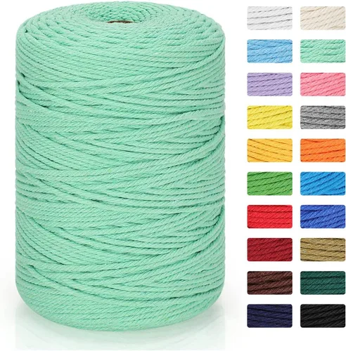 Vista 44 de Cordón de macramé 3mm x 300m Cuerda de macramé 100% algodón natural Cordón de algodón trenzado de 4 hebras para manualidades DIY, adornos