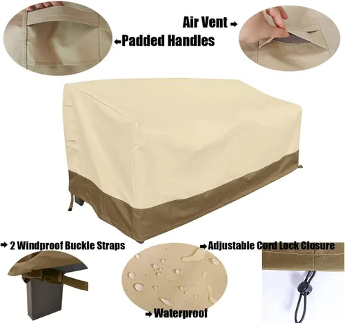 Vista 2 de Funda impermeable para muebles de exterior para sofá de 3 plazas, protección para todo tipo de clima, funda impermeable para sofá grande para patio