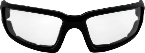 Vista 2 de Alpha Omega AO5 - Lentes de sol de motocicleta acolchados de espuma Z87.1 para hombres o mujeres, montura negra, lentes transparentes