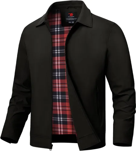 Vista 24 de TBMPOY Chaquetas ligeras para hombre, cortavientos ligeros, con cremallera completa, casual, para trabajo, golf, negocios, otoño, abrigo