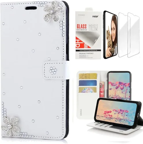 Vista 9 de Bling SSBLDwSPSeries-15 - Funda de piel con tapa y protector de pantalla, diseño 3D hecho a mano