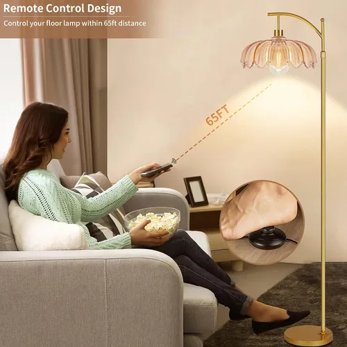 Vista 4 de AHDWDW Lámpara de Pie de Arco Dorado para Sala de Estar, Dormitorio, Lámparas de Pie Modernas Ajustables Únicas con Control Remoto, Lámpara de Pie