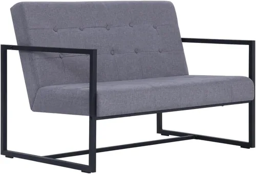 Vista 3 de CUSON Sofá de 2 plazas con reposabrazos Moderno sofá de 2 asientos con patas de metal Sofá de sala de estar de poliéster con marco de madera