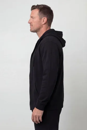 Vista 3 de KingSize - Chaqueta de forro polar con capucha y cremallera frontal para hombre Negro
