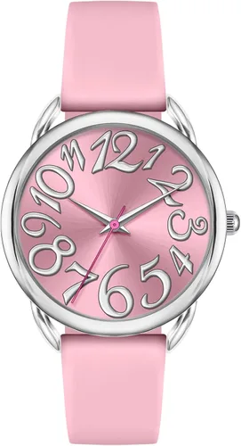 Vista 7 de Bisley Reloj para mujer de cara grande, colorido número arábigo, fácil de leer, correa de silicona suave