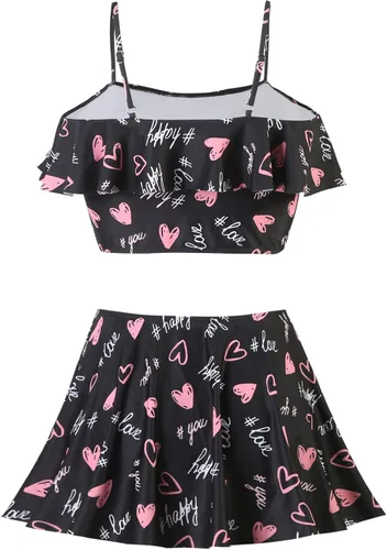 Vista 2 de Traje de baño de dos piezas para niñas de 6 a 16 años con volantes, tankini de sirena