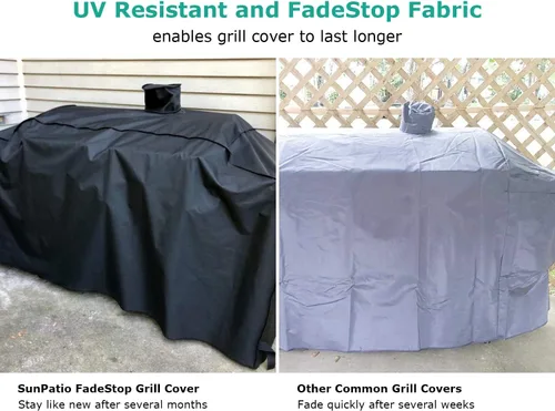 Vista 6 de SunPatio Funda impermeable resistente al aire libre para parrilla de gas y carbón y más, resistente a los rayos UV, cubierta de 79 pulgadas