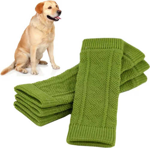 Vista 5 de difas Protector de codo de perro, 4 calcetines de punto para patas de perro, cubierta para heridas de perro con material respetuoso con la piel