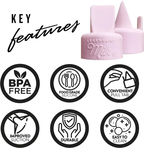 Vista 5 de Legendairy Milk Válvulas de pico de pato con lengüeta de tracción, compatibles con Spectra, paquete de 6 Pink food-grade silicone valves with pull