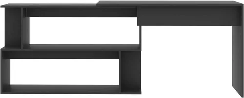 Vista 5 de Escritorio giratorio de madera aglomerada con compartimentos abiertos, mesa de trabajo, mesa de lectura, escritorio de oficina, mesa auxiliar