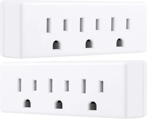 Vista 6 de Philips Extensor de 3 tomas, paquete de 2, grifo de pared con conexión a tierra, adaptador de 3 clavijas, enchufe múltiple, divisor de potencia