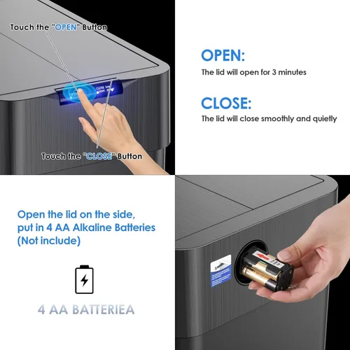 Vista 5 de TLSUNNY Bote de basura automático de 13.2 galones, cubo de basura con sensor de movimiento