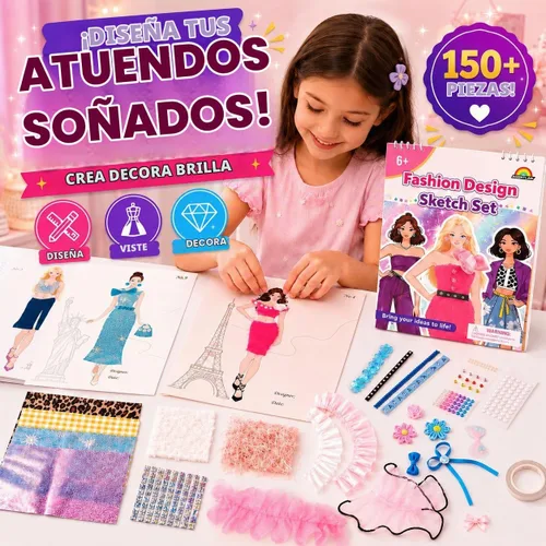 Vista 5 de AGENTLAN Kit de diseño de moda para niñas, libro de actividades de moda