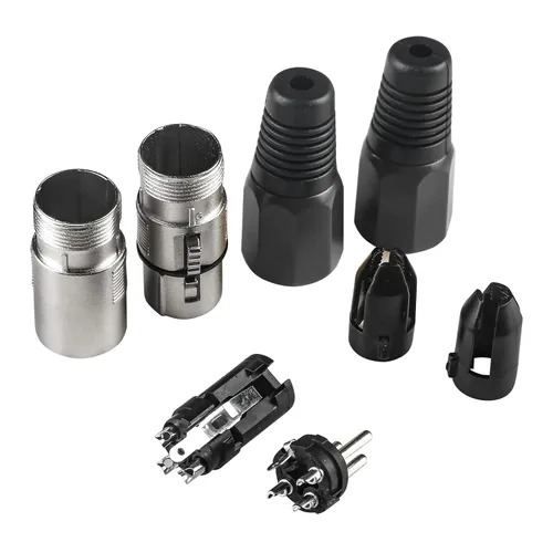 Vista 3 de MAD OWL Paquete de 4 conectores XLR de 3 pines – Cannon XLR DMX hembra macho adaptador, montaje en panel, conector de cable de micrófono para luz