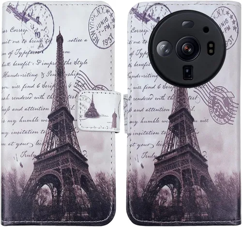 Vista 6 de Pattern Wallet Design Flip PU Leather Cover Skin Protection Case TPU Silicone Shell for Xiaomi 12S Ultra 6.73" (Back Girl)