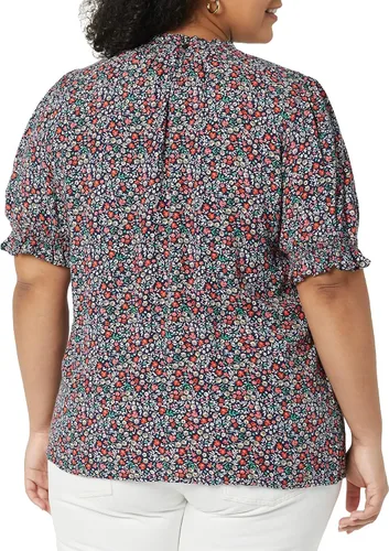 Vista 4 de Tienda Essentials Camisa de sarga fluida para mujer con detalle de bata de manga corta