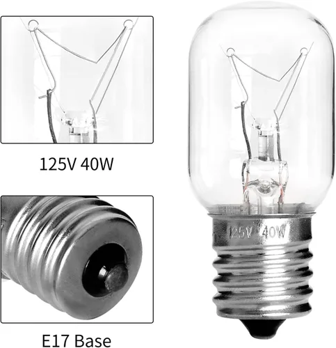 Vista 3 de Bombilla de microondas para Whirlpool, 8206232A, bombillas para Maytag GE Kenmore sobre campana extractora, Kei 125V 40W, bombillas de microondas