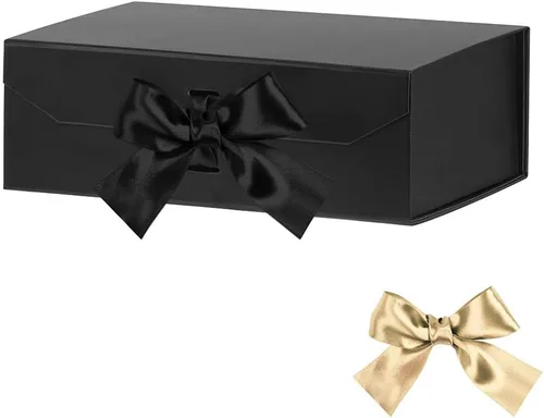 Vista 12 de GoooodGift Caja de regalo negra para regalos de 10 x 7.3 x 3.5 pulgadas, caja decorativa con cinta, caja de regalo vacía con tapa cierre magnético