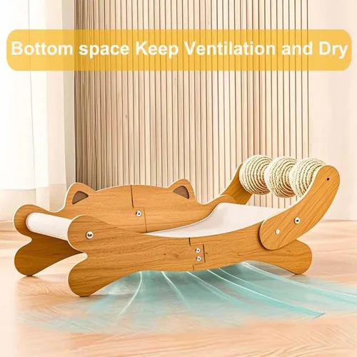 Vista 6 de Sisal - Cama rascador para gatos, tabla rascador de cartón sólido extra grande con bola de sisal, tumbona hamaca de 26.8 pulgadas para gatos