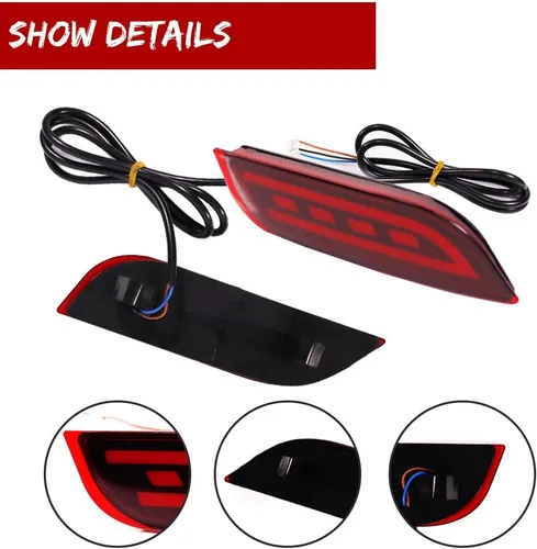 Vista 4 de Lente roja LED parachoques trasero reflector luz niebla cola lámpara de freno compatible con Subaru 2008-2014 WRX/STI, 08-up Impreza, 13 en adelante