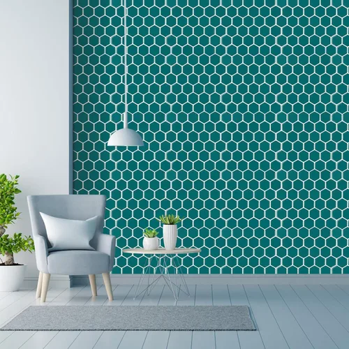 Vista 4 de Azulejos hexagonales para despegar y pegar para cocina, azul oscuro para salpicaduras de cocina, azulejos para salpicaduras de cocina, azulejos