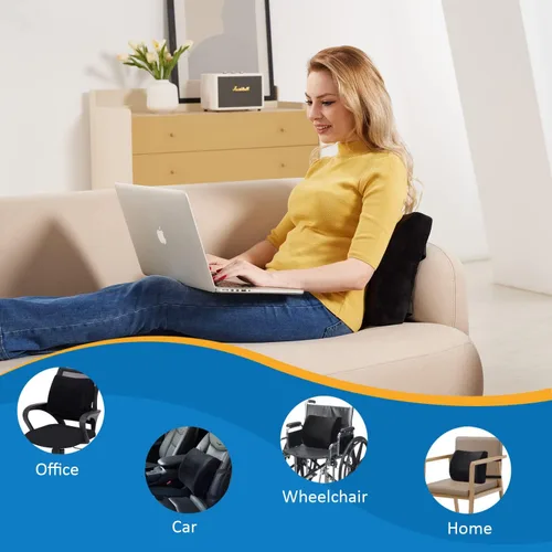 Vista 7 de SAIREIDER Almohada cómoda de apoyo lumbar para silla de oficina, almohadas de respaldo de espuma viscoelástica para coche, silla de juegos, silla