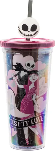 Vista 30 de Silver Buffalo Disney Una Loca Aventura de Goofy con Goofy, Max Goof, Roxanne y Bobby Zimuruski - Vaso de plástico para bebidas frías con tapa