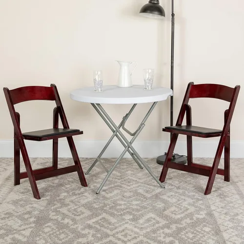 Vista 10 de EMMA + OLIVER Paquete de 2 sillas plegables de madera negra con asiento acolchado de vinilo Negro