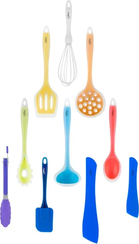Vista 3 de Utensilios de cocina Ozeri. Set de 11 piezas de silicona todo-en-uno, multicolor.