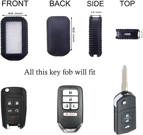 Vista 4 de Funda de cuero universal para llavero de coche grande con control remoto para coche roto llavero volver a colocar un mando a distancia roto/llavero