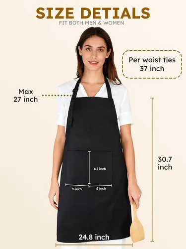 Vista 7 de Delantales personalizados para hombres y mujeres con bolsillos, paquete de 5 a 500 unidades, delantales ajustables personalizados