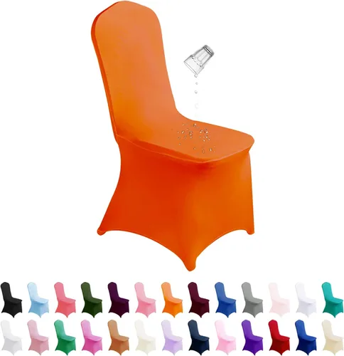 Vista 26 de SUPERO Funda impermeable de poliéster y elastano para silla (100 unidades, color negro) - Fundas elásticas para sillas de comedor, protector