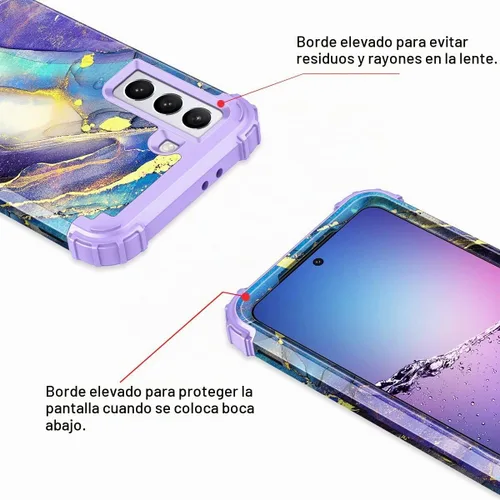 Vista 4 de Rancase Funda para Galaxy S21 Plus 5G, tres capas de protección resistente a prueba de golpes de plástico duro + funda protectora de goma