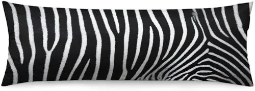 Vista 14 de Funda de almohada corporal con estampado de cebra, respaldo largo, funda protectora de almohada con rayas de cebra en blanco y negro, funda