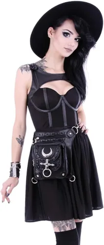 Vista 4 de Restyle Gothic Ocultit Punk Lunar Moon Hip Holster Bolsa Festival Bolsa, Negro