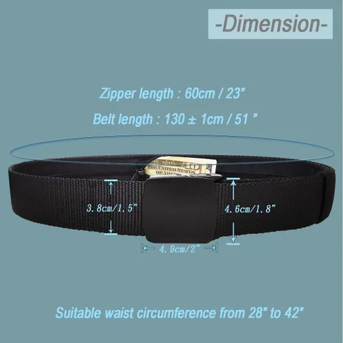 Vista 7 de PuPeiLife TSA Cinturón Militar Bolsillo Oculto - Hebilla de Plástico Negro