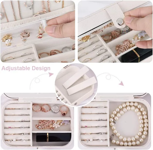 Vista 5 de Joyero Homchen de viaje, caja para guardar las joyas, para collares, pendientes, anillos y pulseras