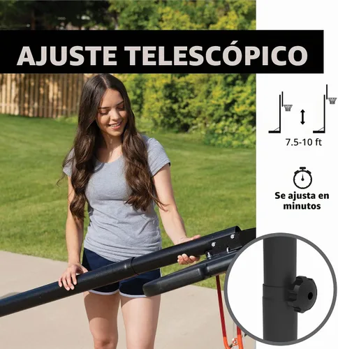 Vista 3 de Lifetime Aro de baloncesto portátil para exteriores, tablero trasero de 42 pulgadas, ajuste de altura telescópico de 7.5-10 pies