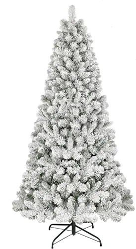 Vista 6 de Puleo International Árbol de Navidad artificial sin iluminación de pino de Virginia flocado de 4.5 pies con soporte