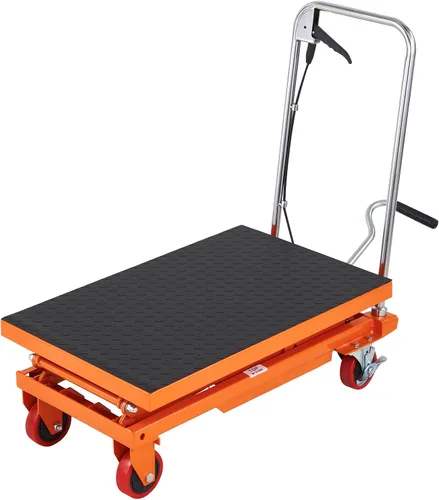 Vista 12 de VEVOR Carro con mesa elevadora hidráulica, capacidad de carga de 330 libras, altura de elevación de 50 pulgadas, mesa de elevación de tijera manual