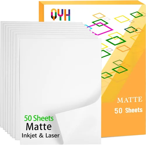 Vista 15 de QYH Papel adhesivo de vinilo transparente imprimible premium, 50 hojas 100 % transparente