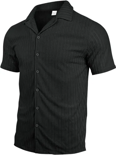 Vista 2 de RTRDE Men's 2 Piece Outfits Cuban Guayabera Short Sleeve Shirts and Summer Beach Vacation Sets, M-3XL