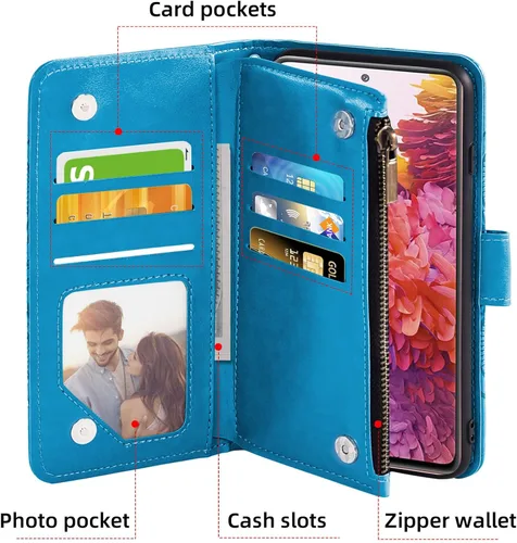 Vista 3 de Asuwish Compatible con Samsung Galaxy S20 FE Gaxaly S 20 FE 5G UW 6.5 pulgadas Funda tipo cartera de vidrio templado con tapa para Glaxay S20FE5G