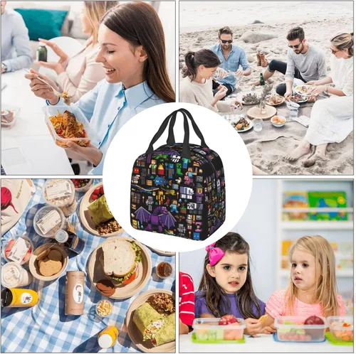 Vista 5 de Lonchera con bolsillo frontal, bolsa de almuerzo, aislamiento térmico y conservación de frío