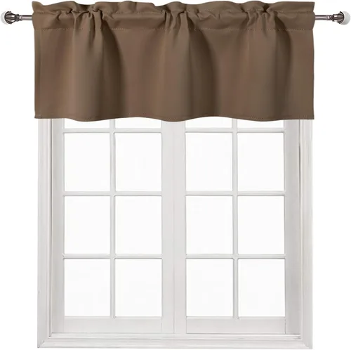 Vista 88 de DWCN Cenefa para ventana de cocina, con bolsillo para barra, para ventana, sala de estar/sótano, 36 x 16 pulgadas de largo, 1 panel, beige