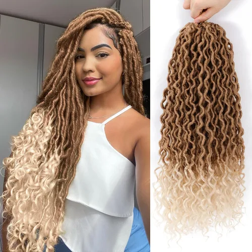 Vista 34 de Cabello Corto de Locs Falsos para Crochet Pre-Enrollado 12 Pulgadas 6 Paquetes Cabello de Locs de Diosa para Crochet Locs Falsos Suaves con Puntas