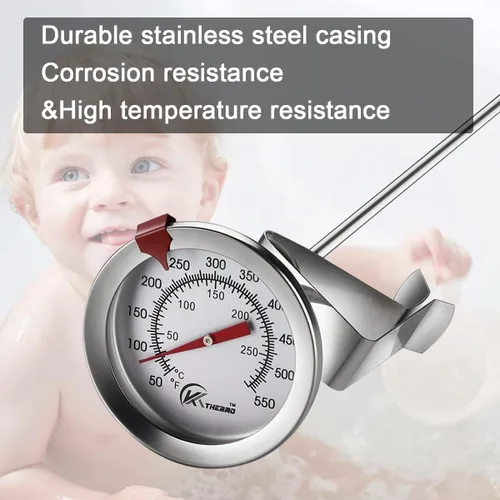 Vista 3 de KT THERMO Termómetro de caramelo/freír profundo con lectura instantánea, termómetro analógico, termómetro de carne con pincho de acero inoxidable